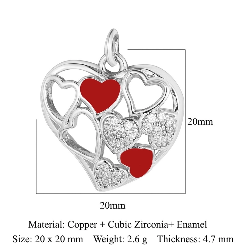 1 Piece Copper Zircon 18K Gold Plated Heart Shape Crown