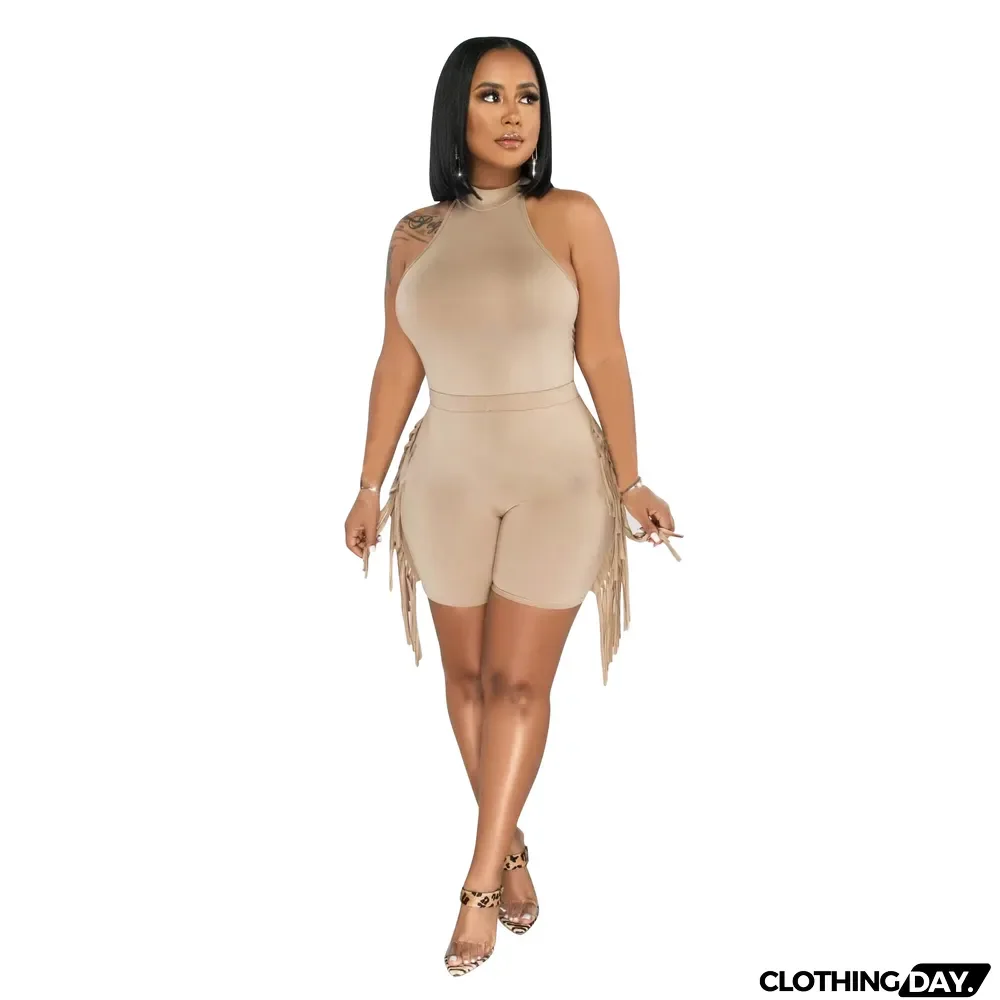 Women's fashion sports ofringed shorts two-piece set