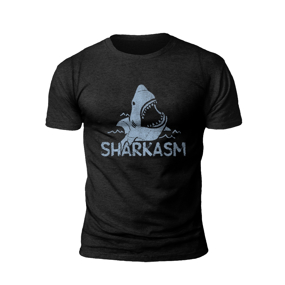 Ocean's Wit: 'Sharkasm' - Humorous Shark T-Shirt