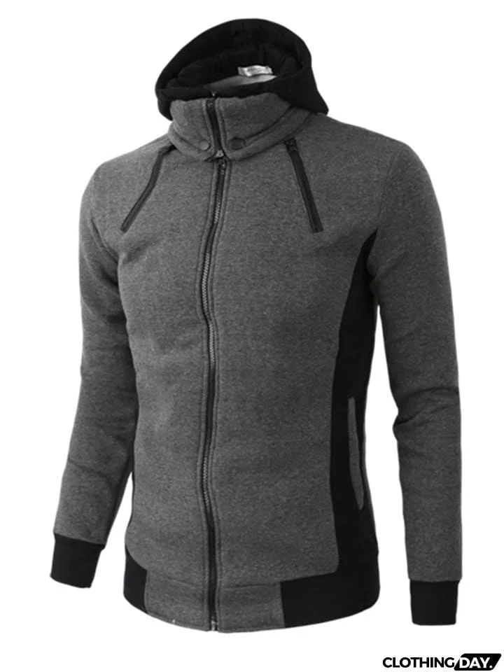 Ultra Warm Front Zip Up Collar Pocket Hooded Sweatshirt