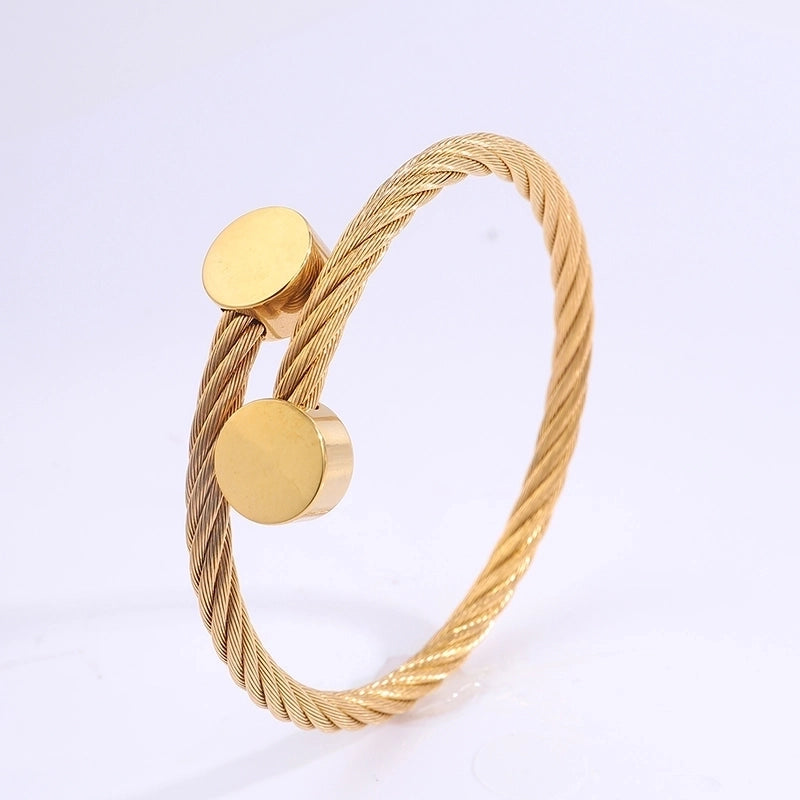 Casual Retro Minimalist Solid Color 304 Stainless Steel Bangle In Bulk