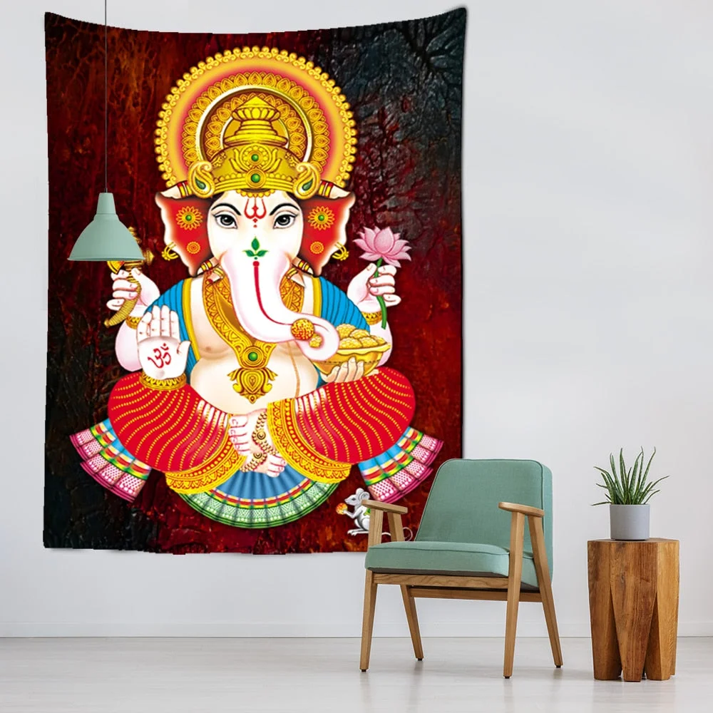 Elephant Indian Mandala Tapestries Multiple Sizes Wall Hanging Ganesha Tapestry Walls Decor Polyester Fabric Home Decor