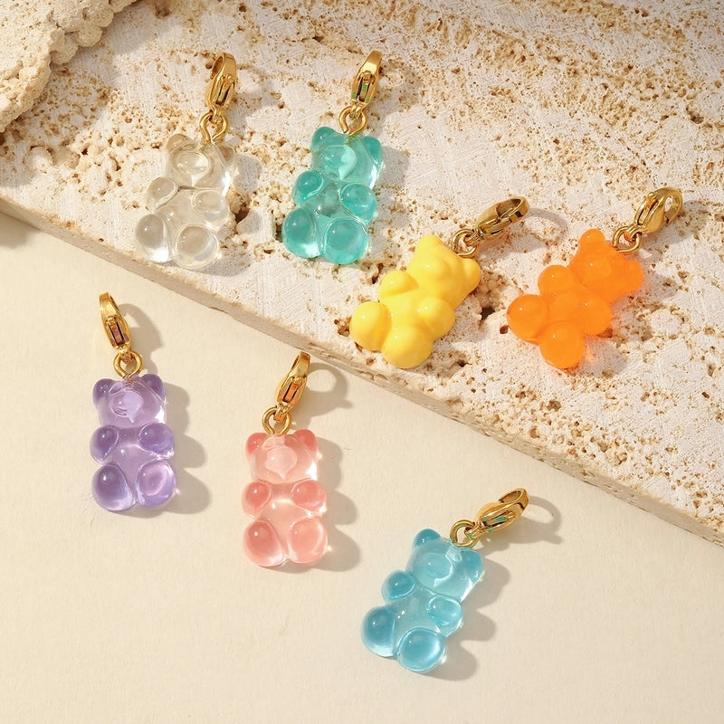 1 Piece 304 Stainless Steel Resin 14K Gold Plated Cartoon Little Bear Pendant Jewelry Accessories