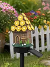 Solar Fairy-Tale Mushroom Cottage Garden Light Auto On/Off Mushroom House Statue Lawn Lights Weather-Proof Resin Mushrooms Ground Decor Lights for Yard Patio Pathway Lawn Flower Bed