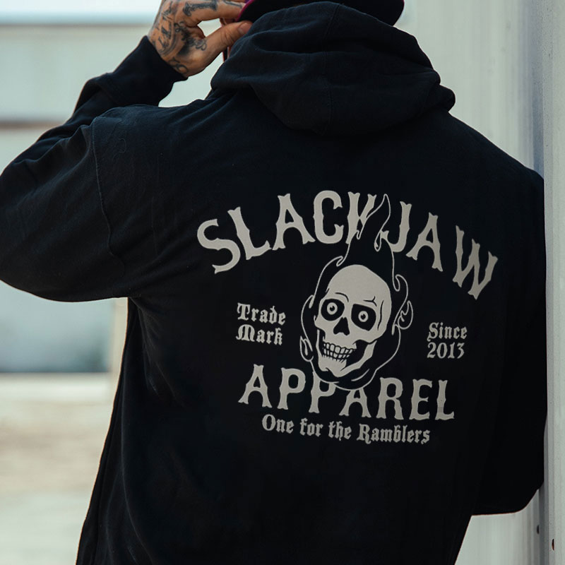 SLACK JAW One for the Ramblers Skull Casual Black Print Hoodie