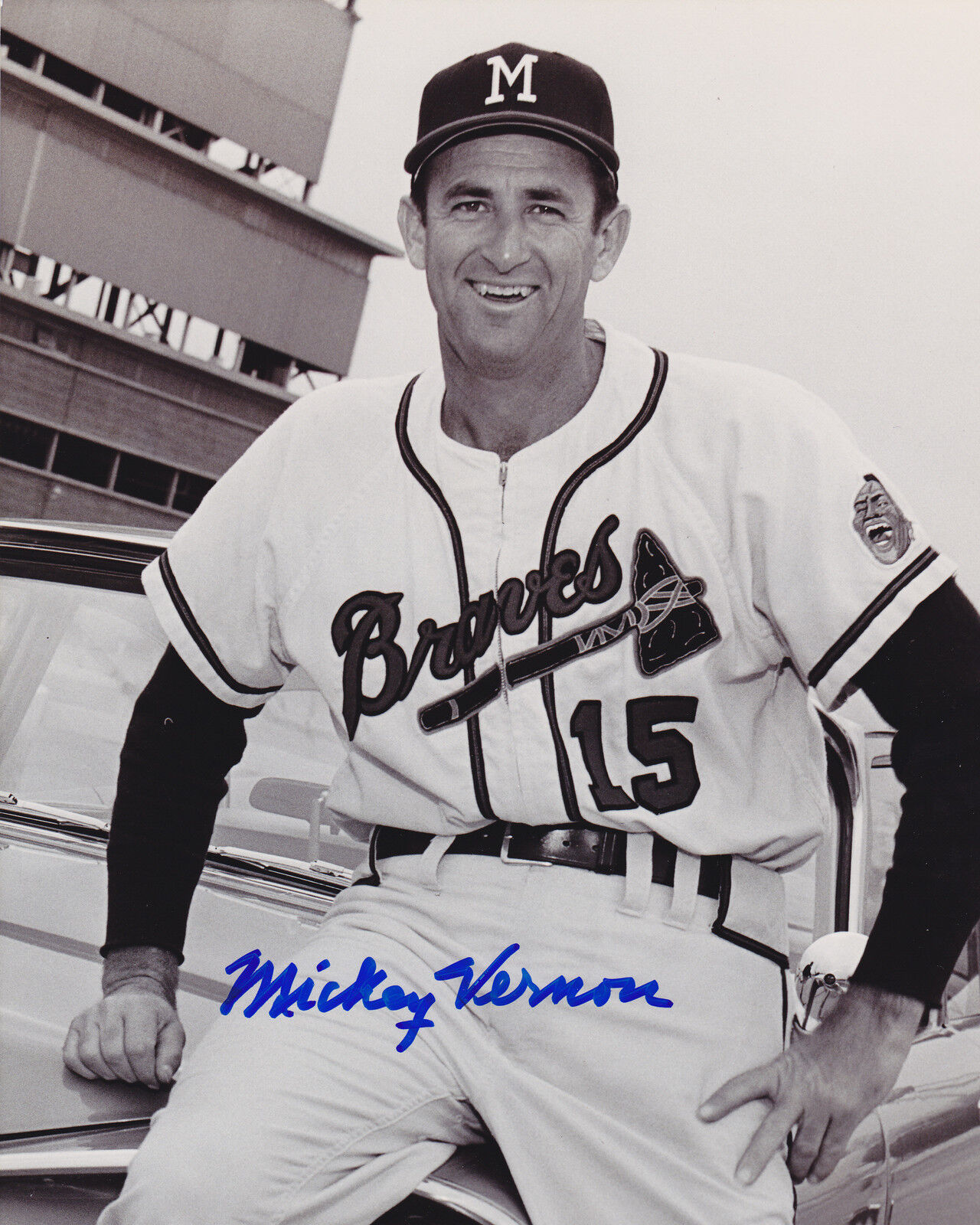 MICKEY VERNON MILWAUKEE BRAVES ACTION SIGNED 8x10