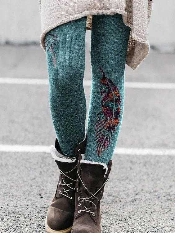 Vintage Aztec cotton-blend leggings