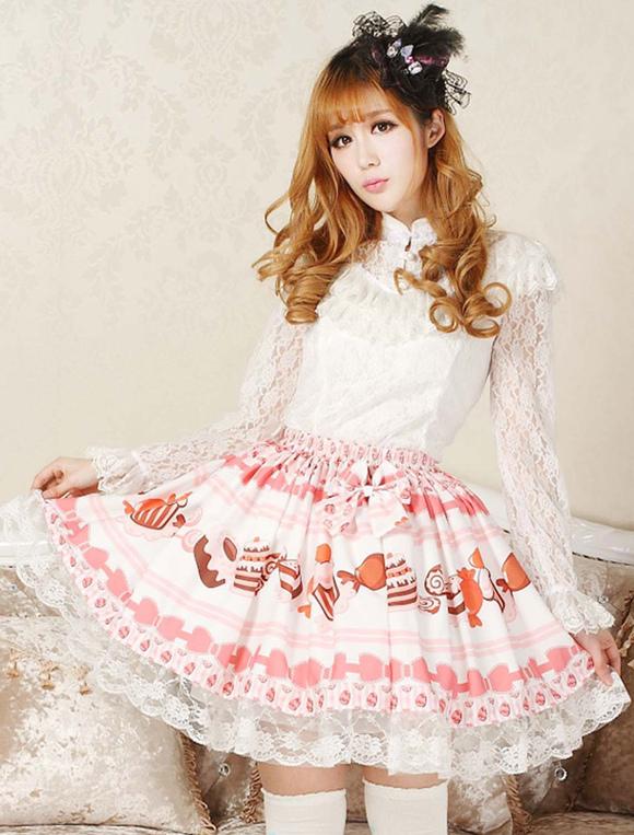 Sweetheart Pink Printed Embellished Layered Lace Lolita Short Dress