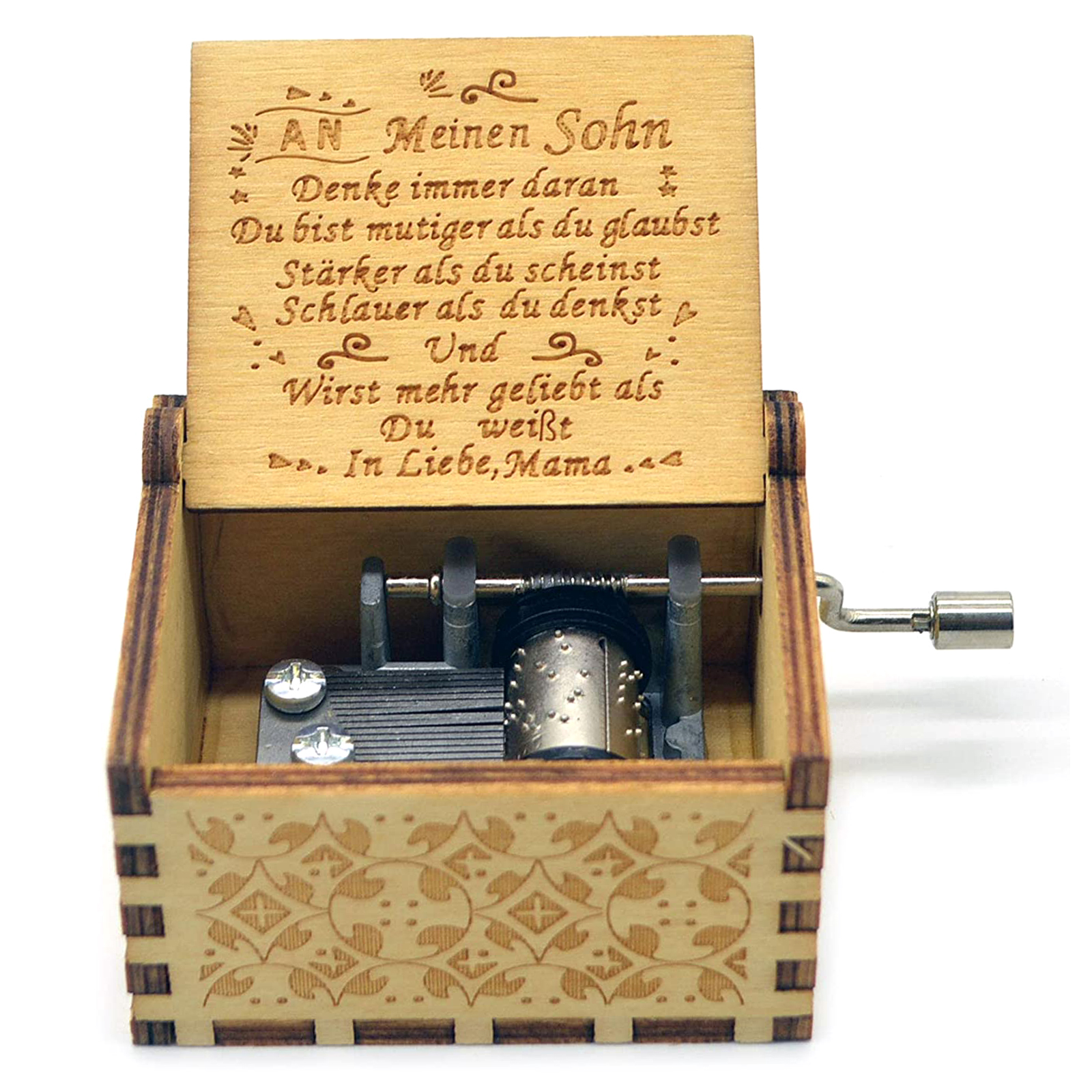 

Wooden Music Box, Hand Crank Engraved Musical Box, Valentine Gifts, 501 Original