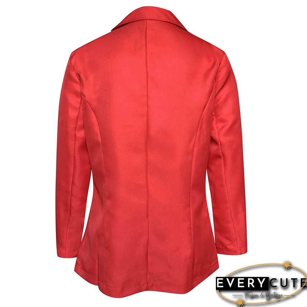 Red Single Button Slim Fit Blazer