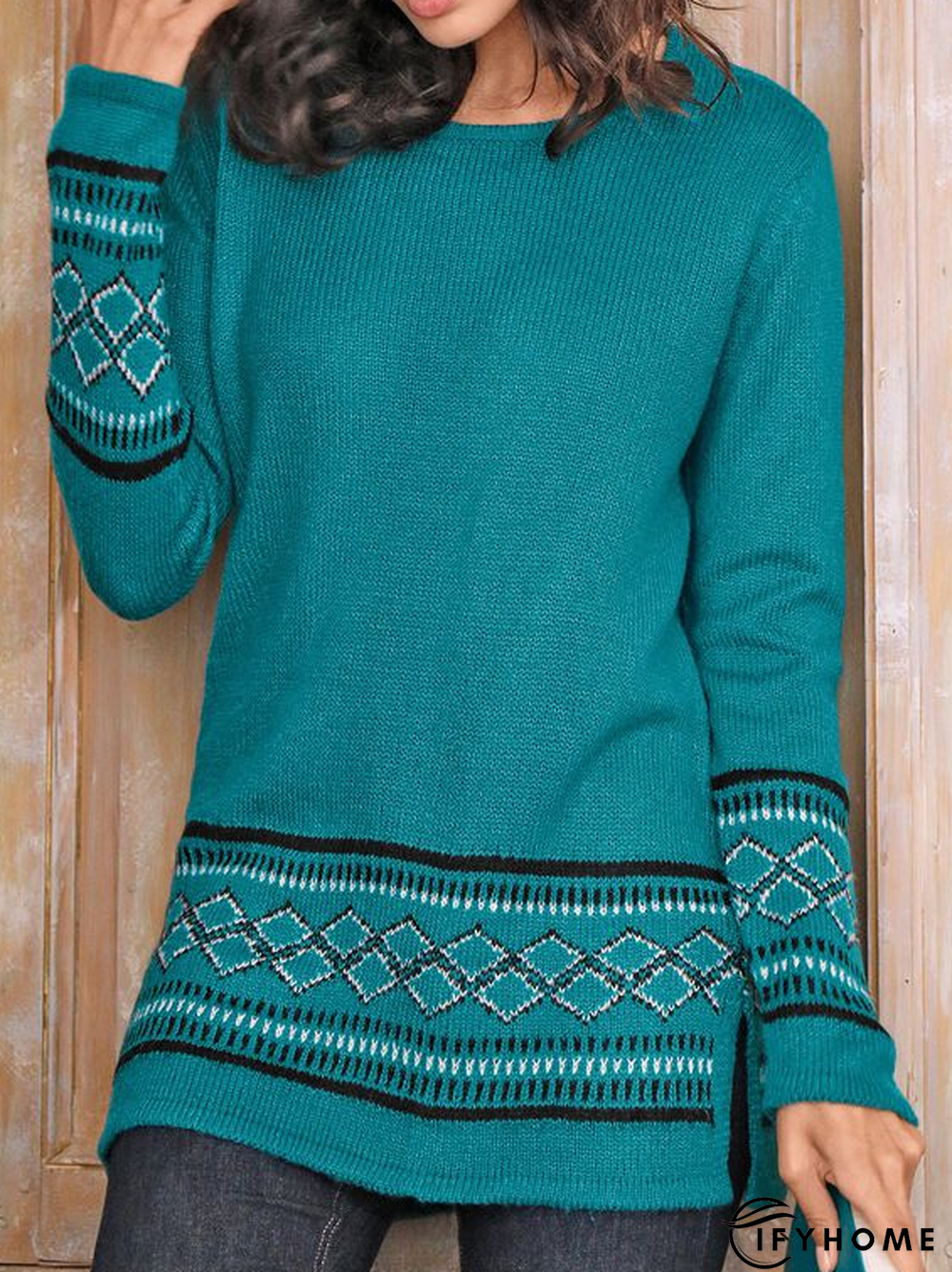 Crew Neck Wool/Knitting Regular Fit Sweater | IFYHOME