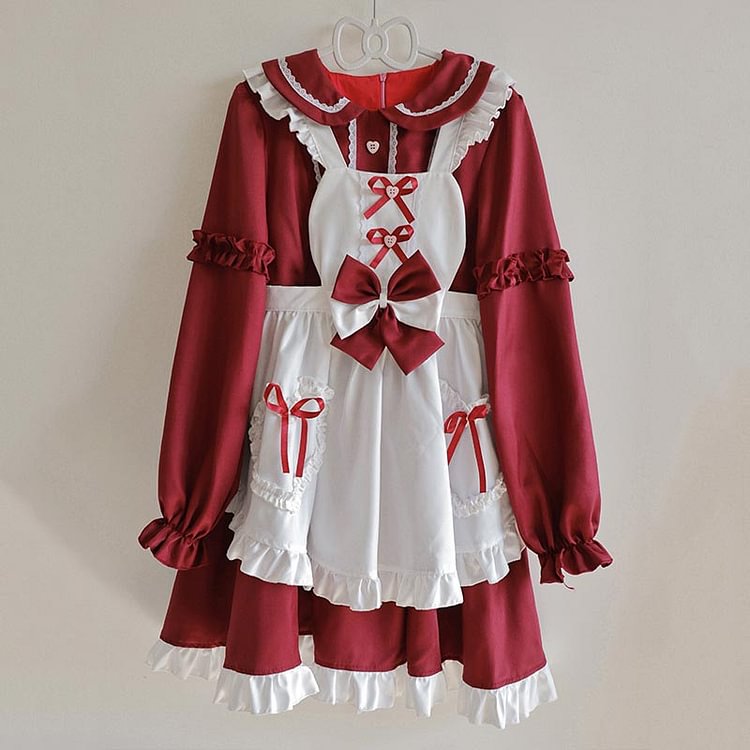 Lolita Doll Collar Bow Knot Maid Dress - Modakawa