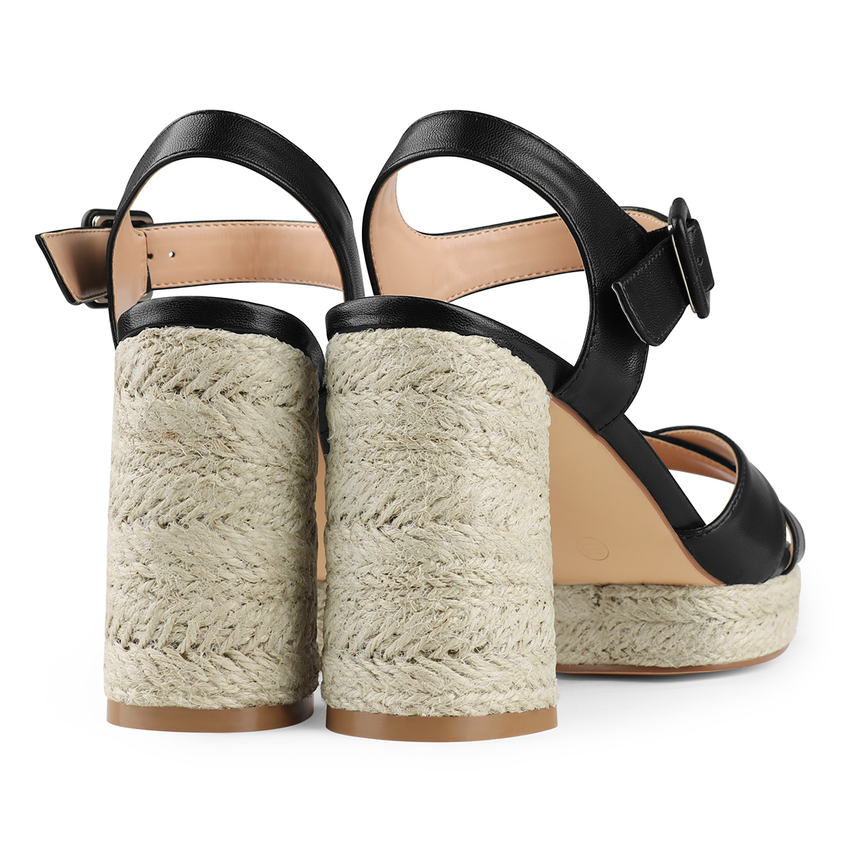 95mm/3.74Inch Espadrille Platform High Heels for Women Ankle Strap Chunky Heeled Sandals-vocosishoes