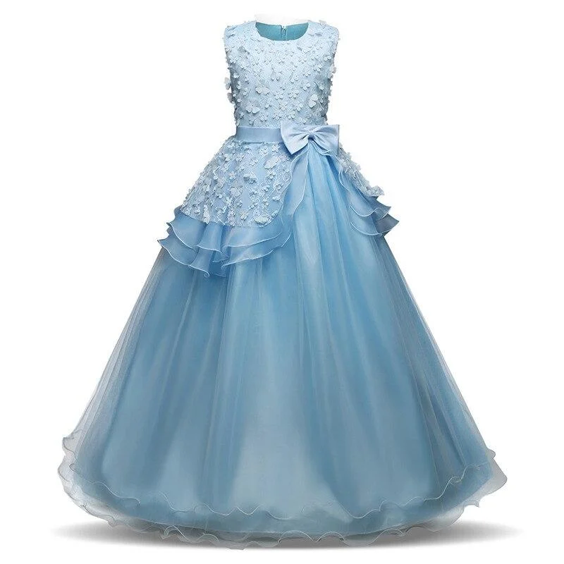Elegant Princess Fancy Dress For Girls Party Wedding Tulle Lace Long Dresses Ceremony Prom Gown Communion Teen Girl Clothes 14Y