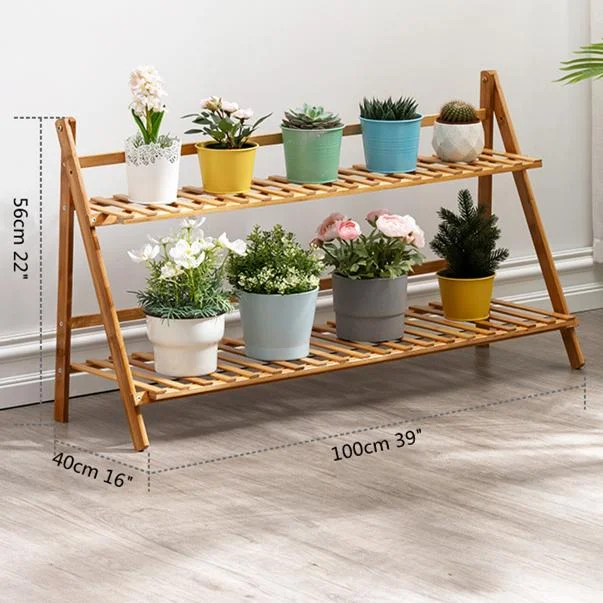 Natural Bamboo Multi-layer Flower Rack