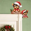 (US Local)DIY Xmas Diamond Painting Wooden Door Decoration for Feiend Gifts (Santa Puppy)