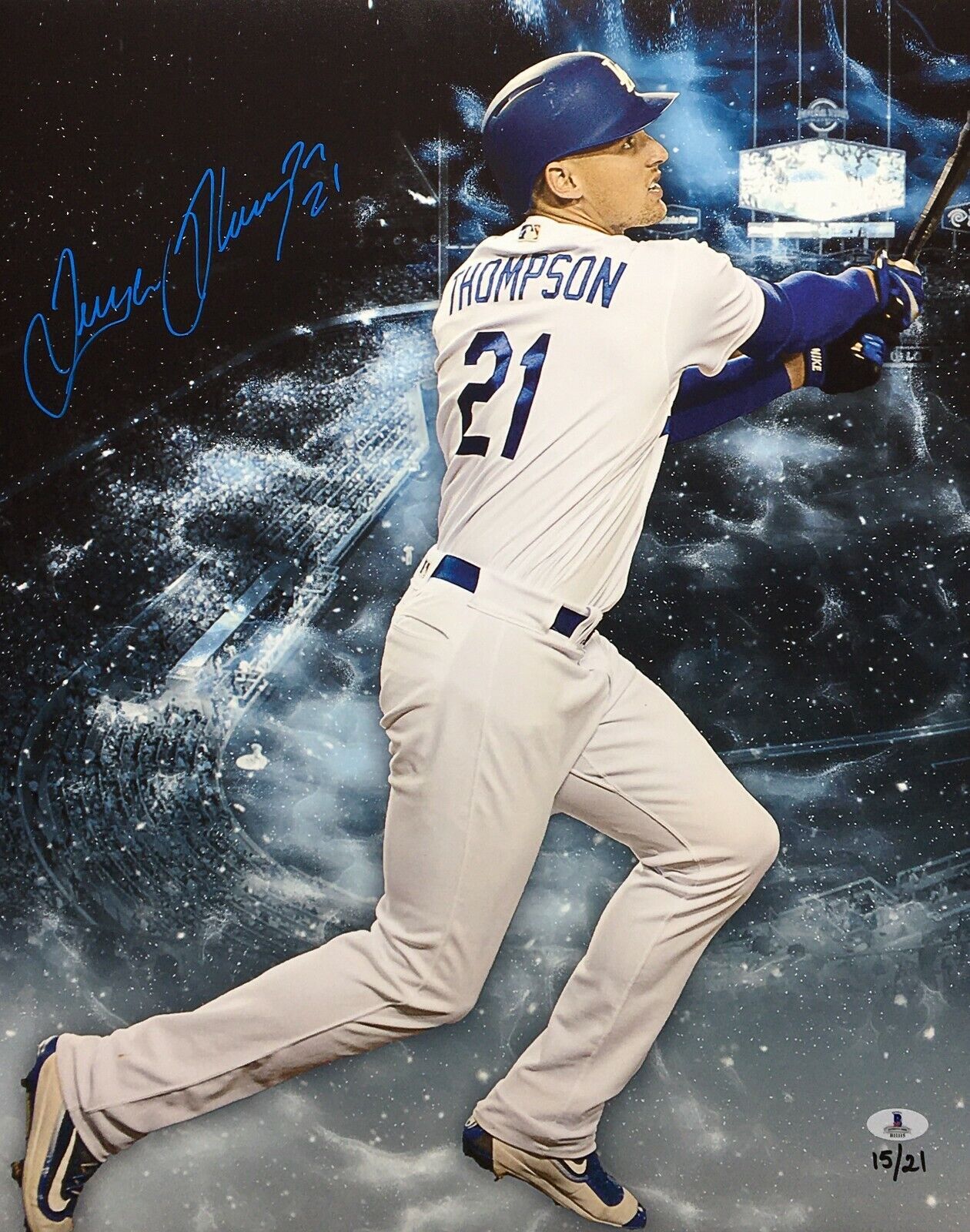 Trayce Thompson Signed 16x20 Photo Poster painting 15/21 BAS B11115