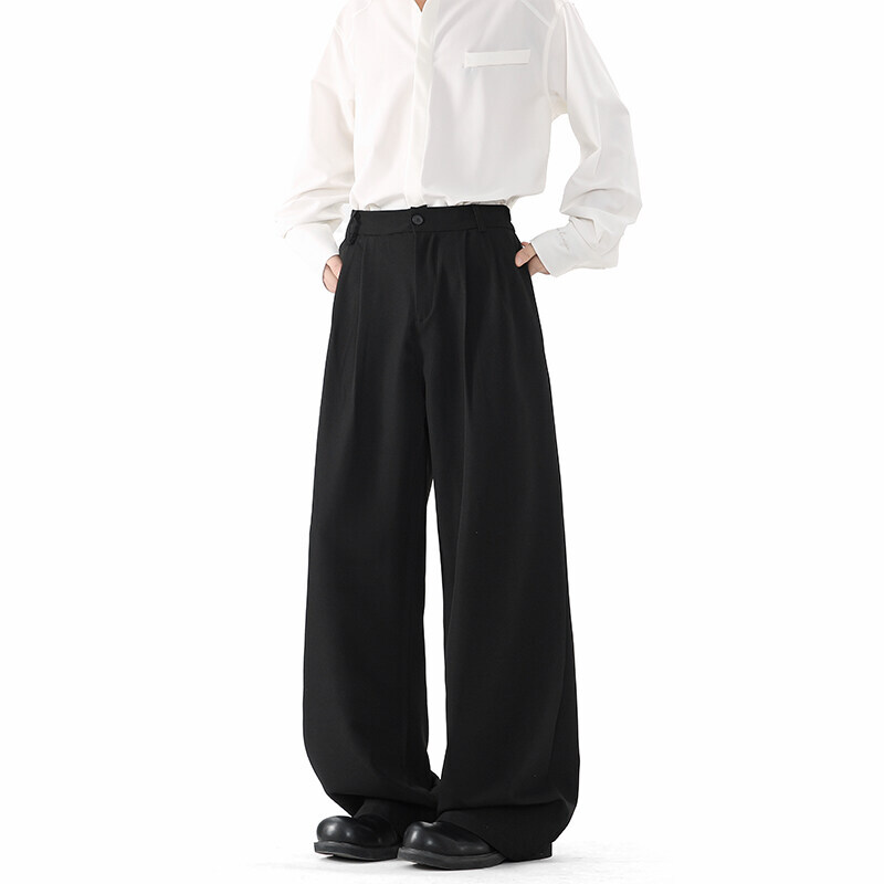 Grey Suit Pants Men Fashion Society Mens Black Dress Pants Korean Loose Casual Straight Pants Mens Office Formal Trousers M-3XL