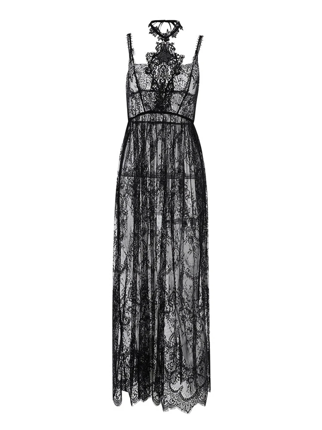 Lace High Waist Maxi Dress with Choker