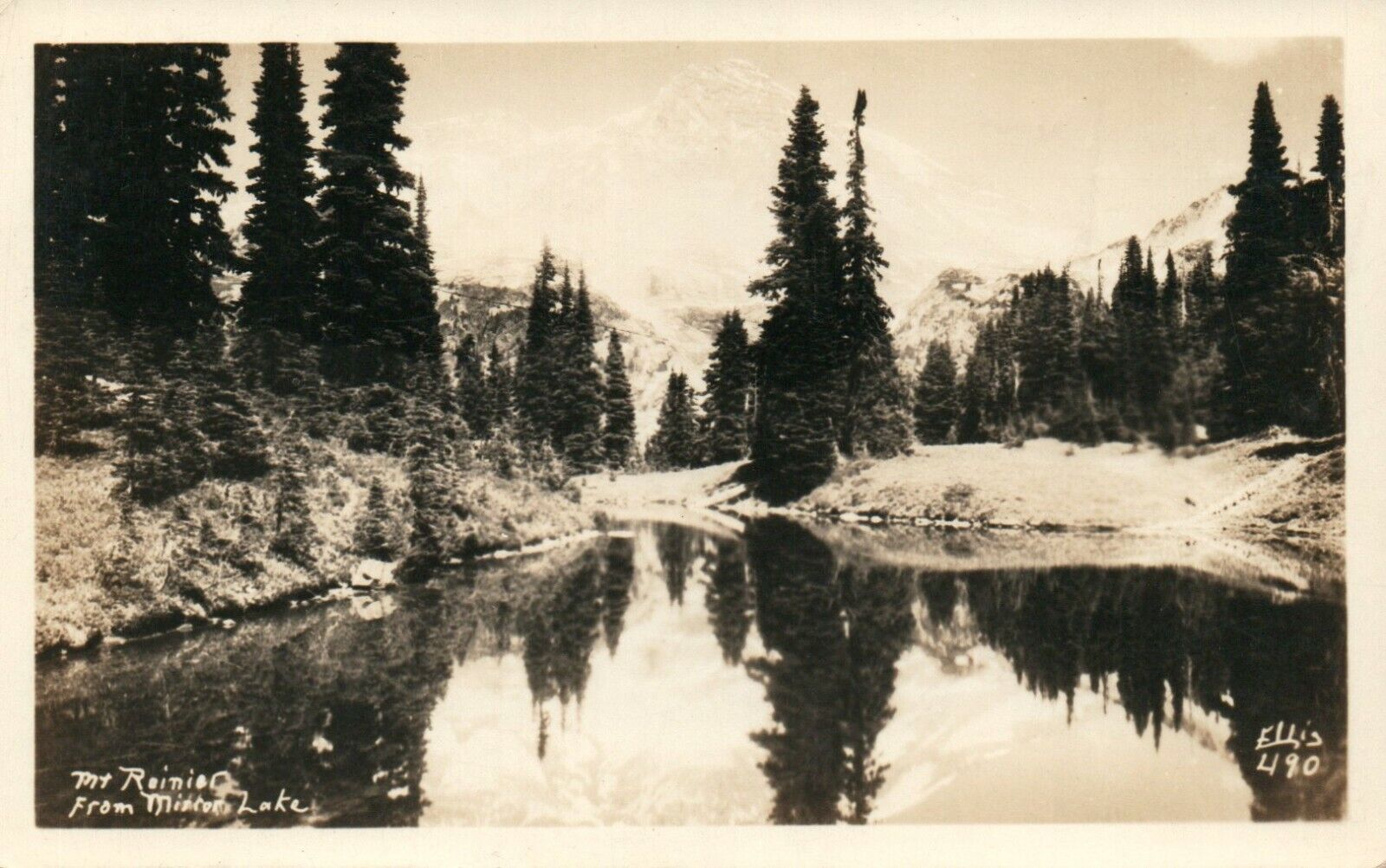 Mirror Lake Real Photo Poster painting RPPC Postcard