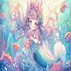 Mermaid Cute Girl-9CT Stamped Cross Stitch 90*50cm/35.43*19.69in(Big Size)