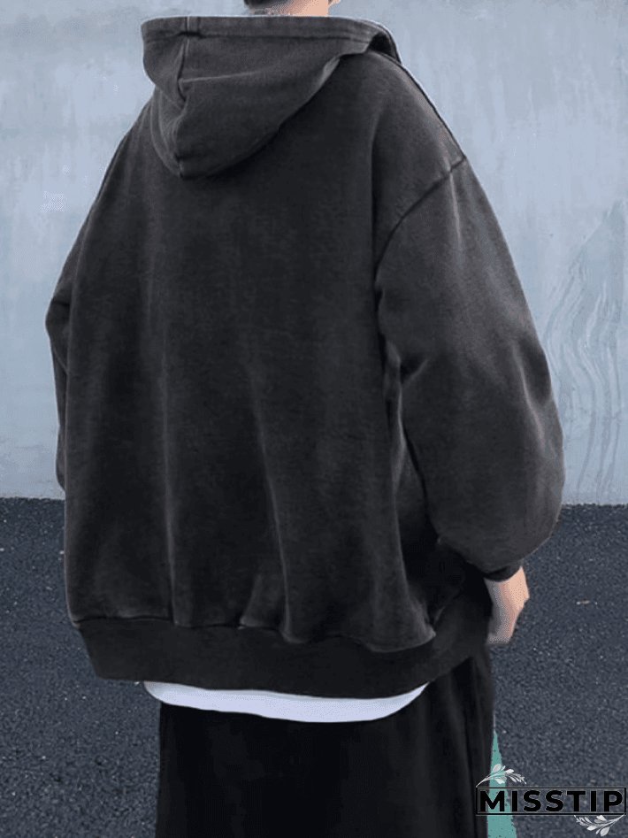 Men's Vintage Wash Black Zip-Up Hoodie