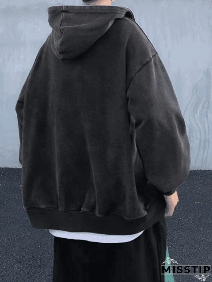 Men's Vintage Wash Black Zip-Up Hoodie