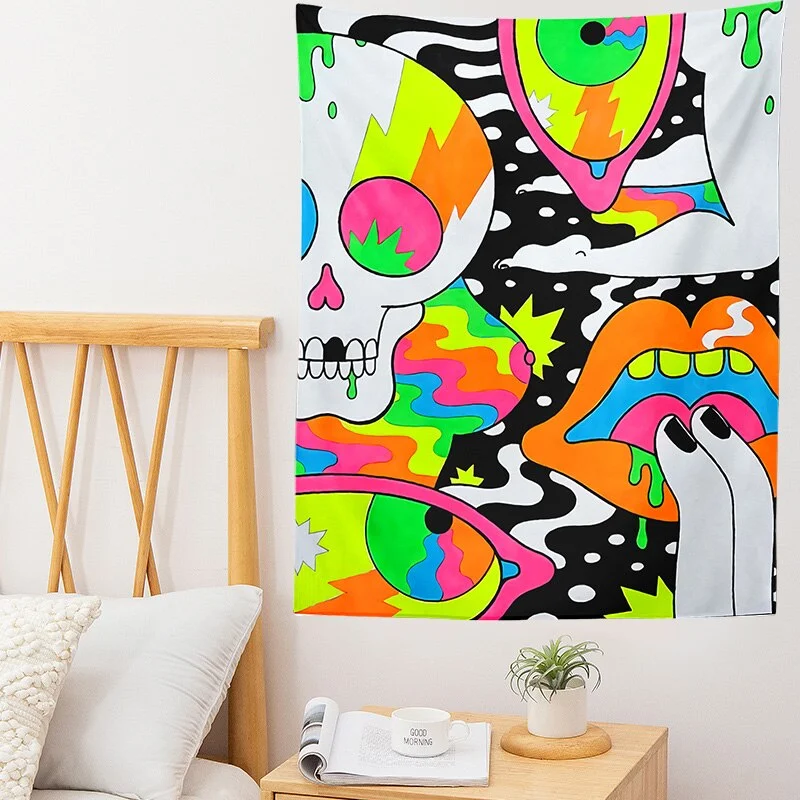 Psychedlic Colorful Tapestry Wall Hanging Rainbow Hippie  Home Wall Decor Psychedelic Tapestry Decor Living Room Bedroom decor