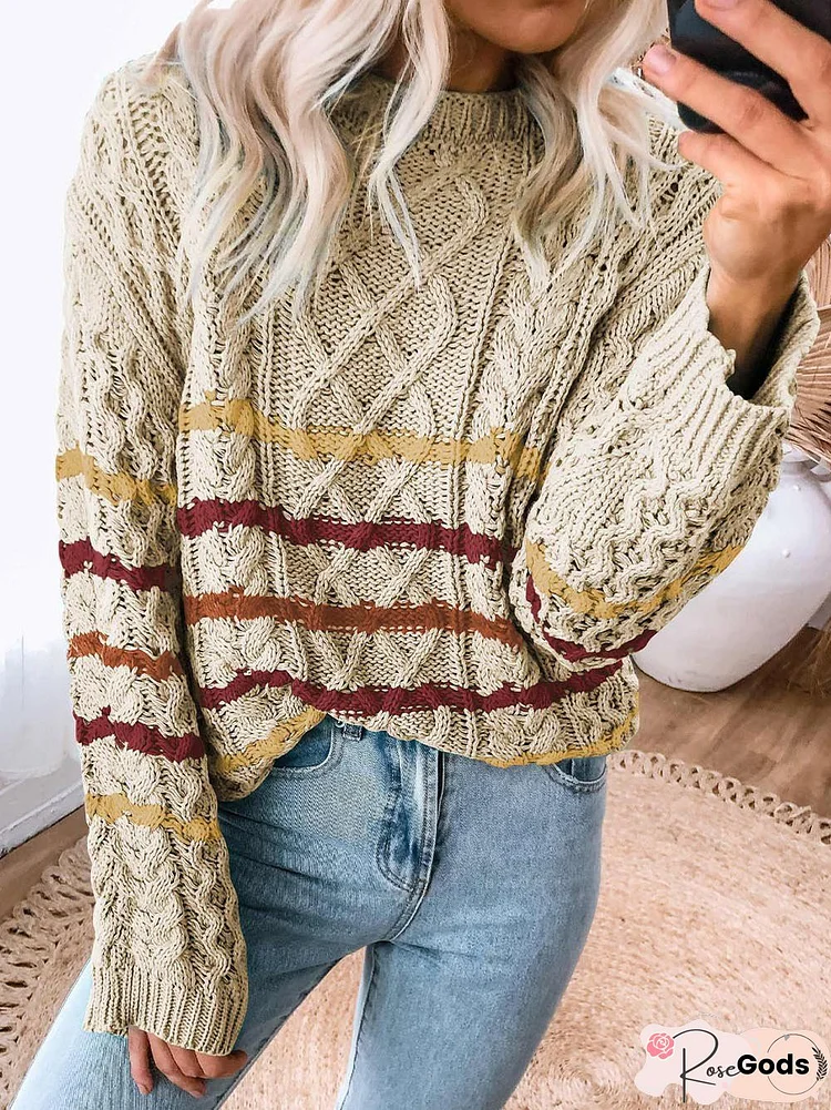 Casual Wool/Knitting Geometric Sweater