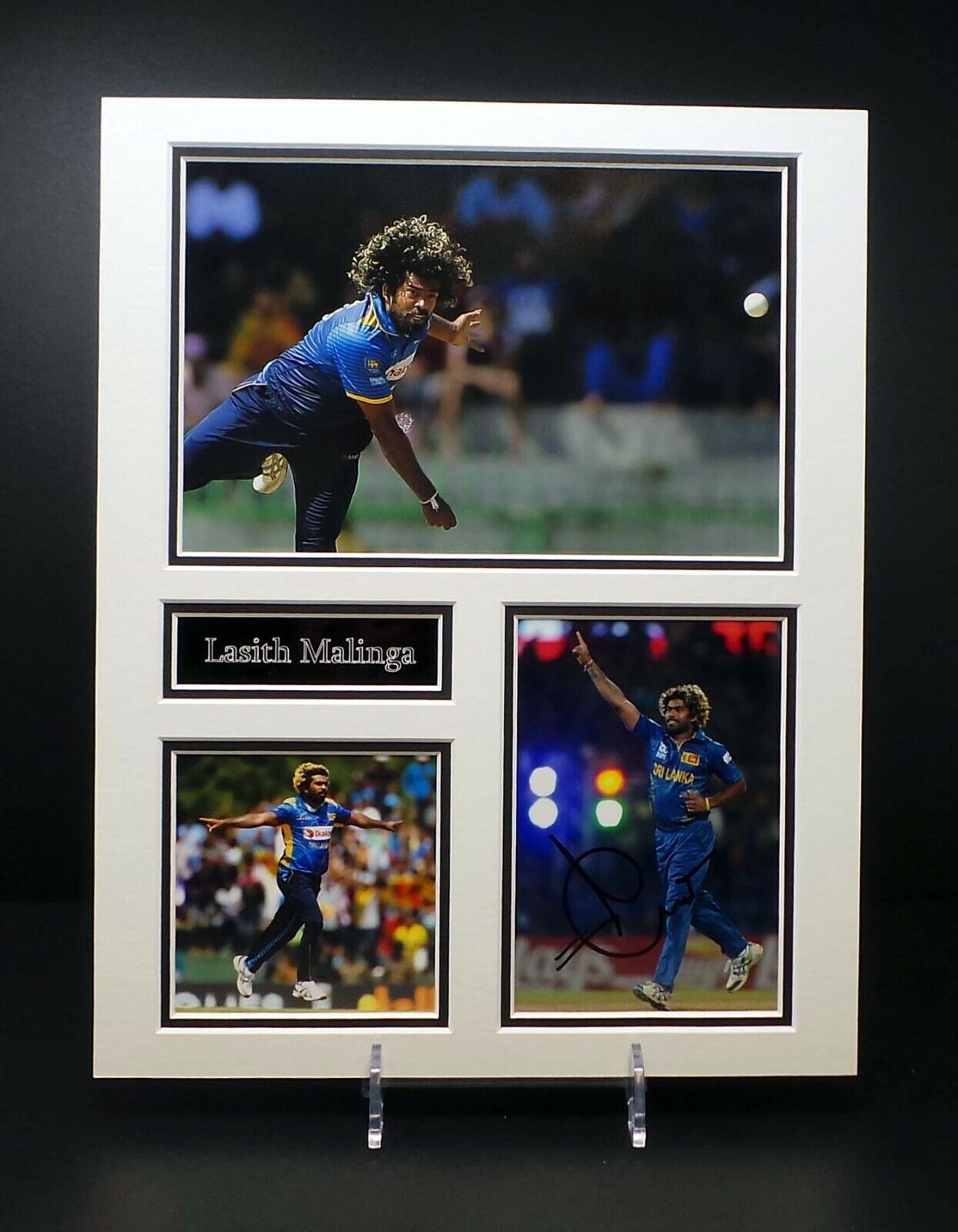 Lasith MALINGA Signed Mounted Photo Poster painting Display A AFTAL RD COA Sri Lanka Cricket