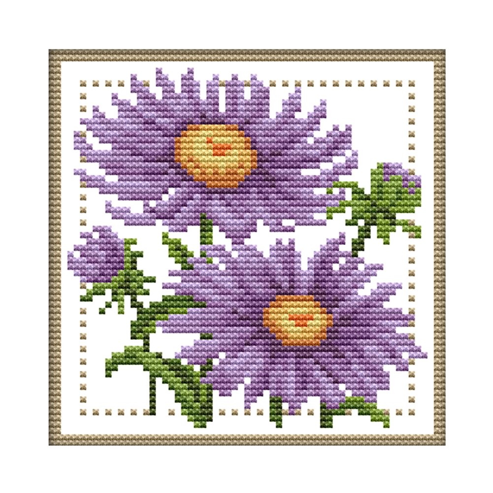 Month Flower - 14CT Joy Sunday Stamped Cross Stitch(17*17cm）