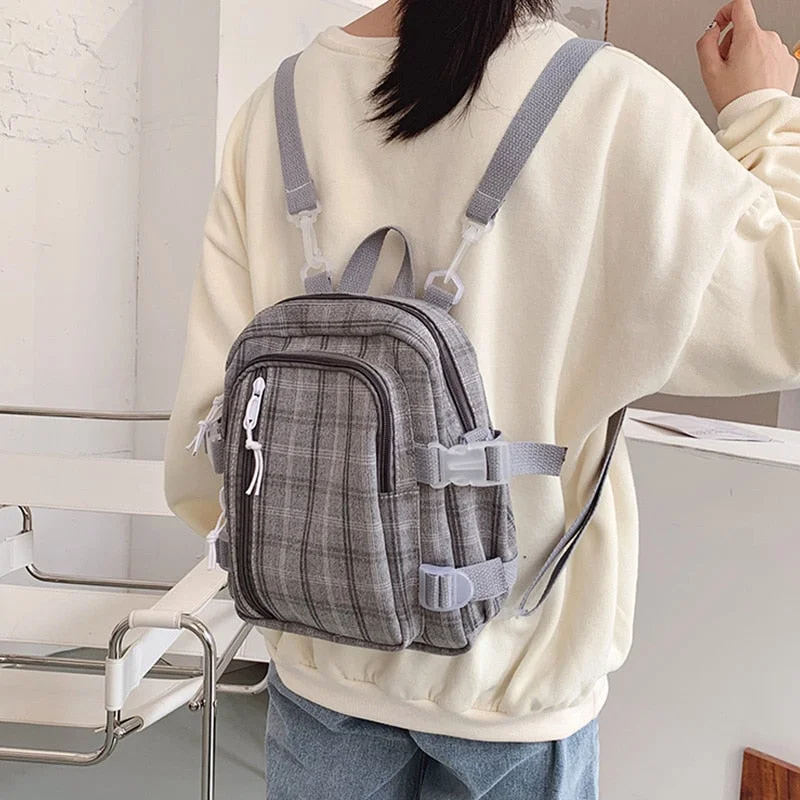 Backpacks Women Plaid Sweet Kawaii Small Students Schoolbag Preppy Fashion Womens Korean Style Backpack 2020 Travel Shoulder Bag