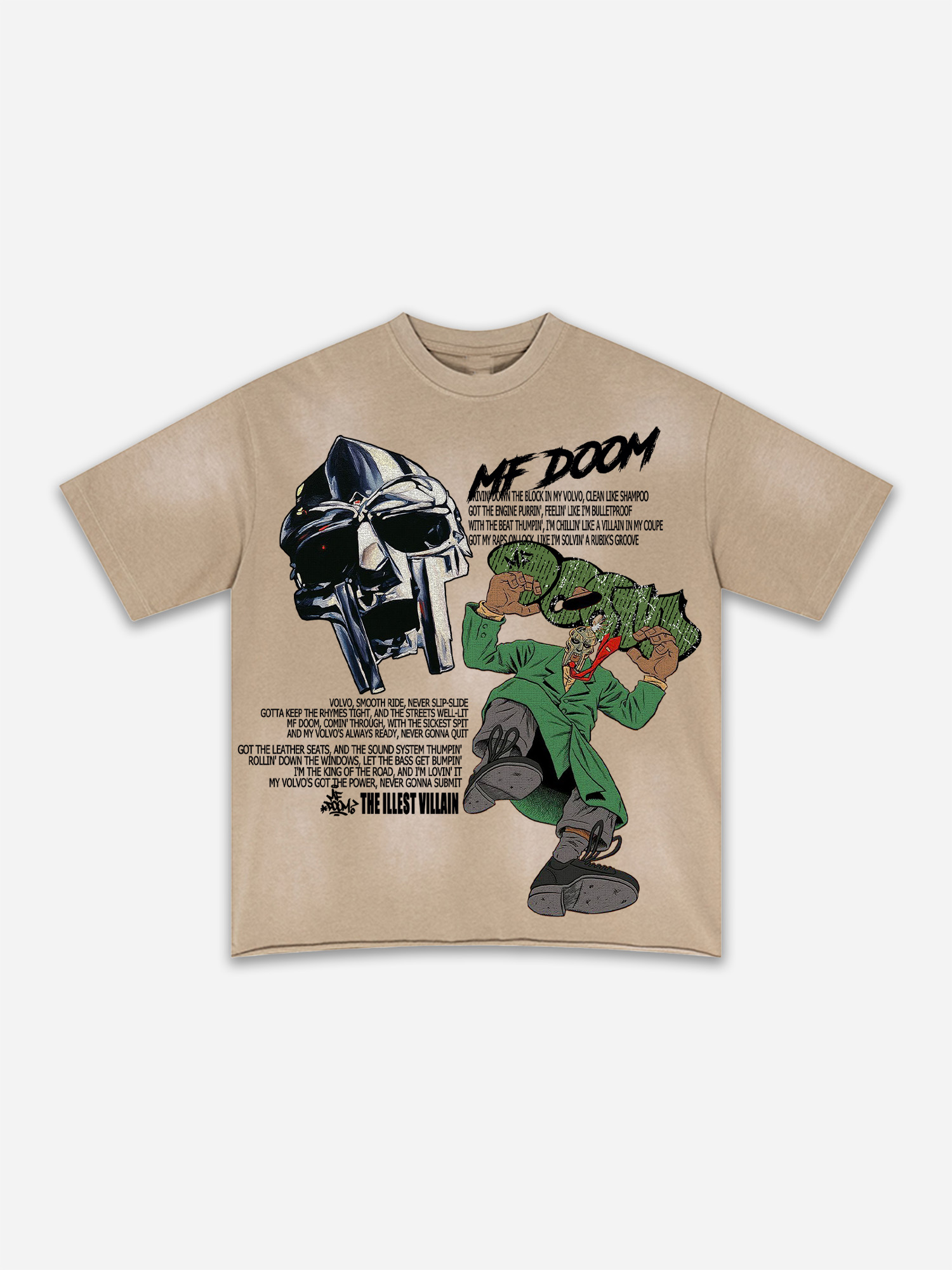 The Illest Villain Mf Doom Graphic Print Washed T-shirt