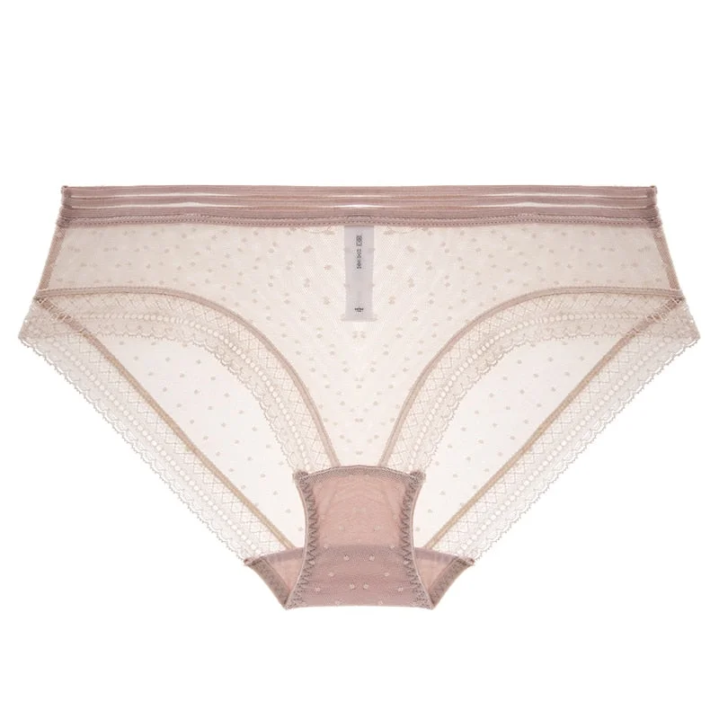 Women's Underwear Sexy Lace Panties Fashion Transparent Panty Low Waist Briefs Dot Sex Underpants Female Plus Size Lingerie