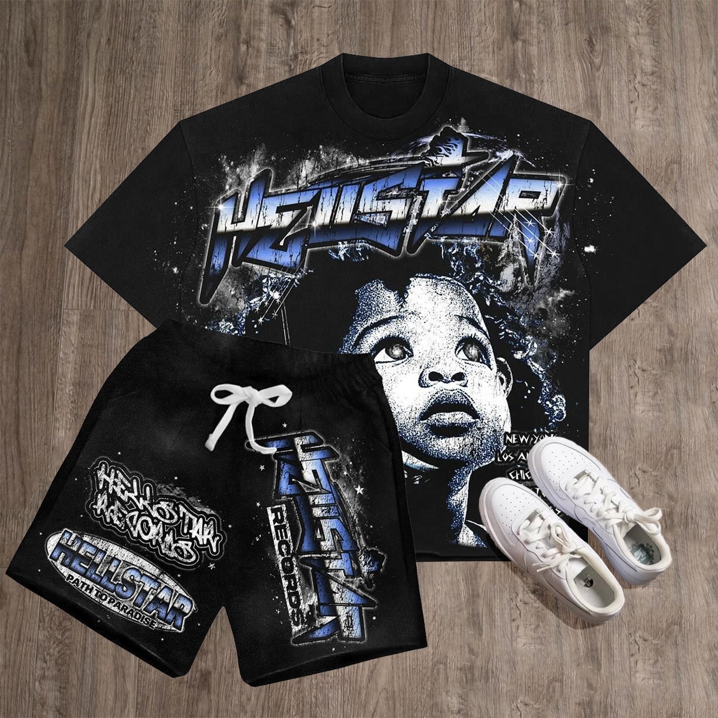 Men's Y2k Hip Hop Graphic T-Shirt  & Shorts Two-Piece Set - SOPULA