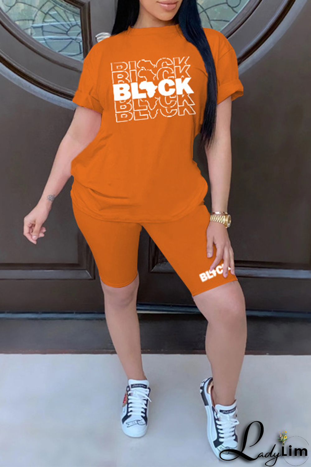 Purple Fashion Print Patchwork O Neck Short Sleeve Two Pieces