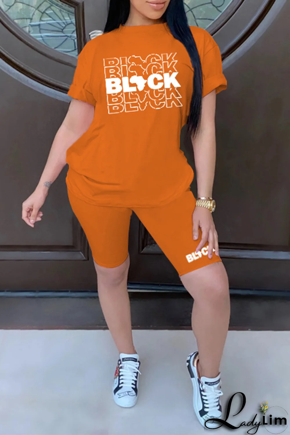 Purple Fashion Print Patchwork O Neck Short Sleeve Two Pieces