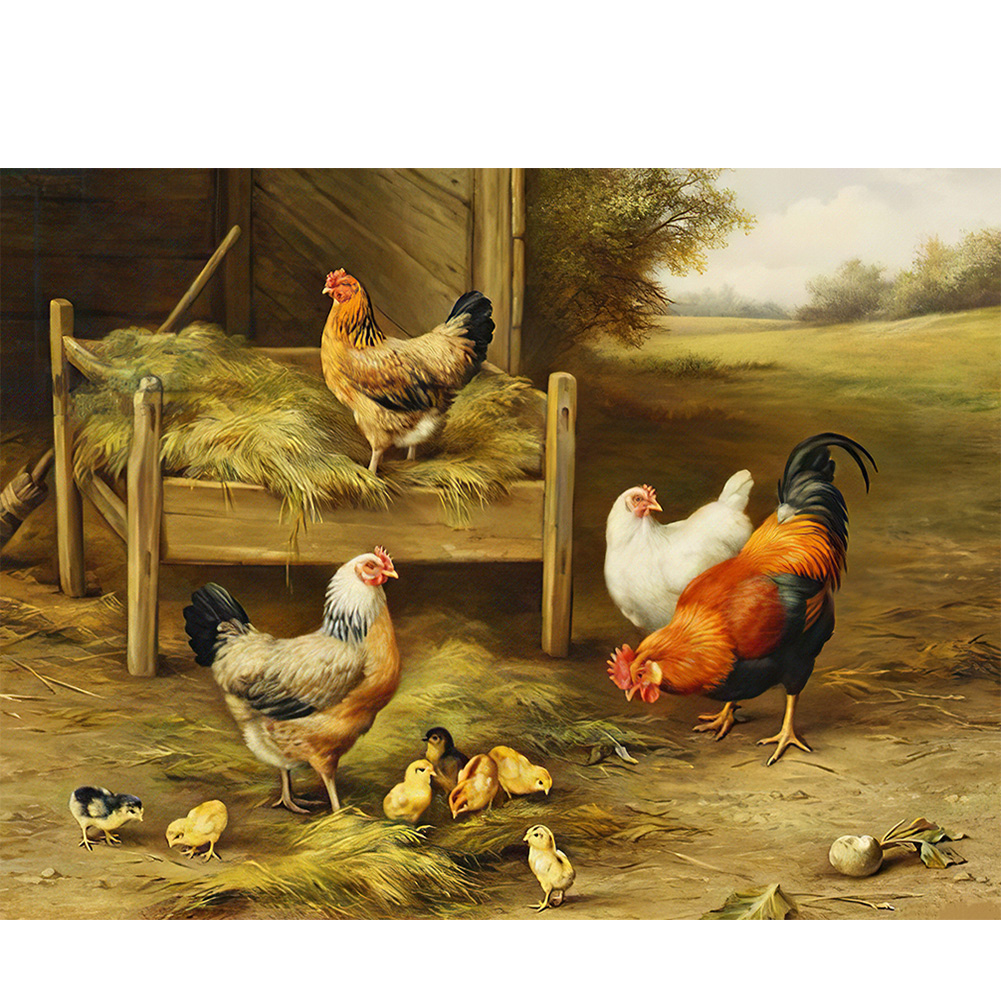 

Chickens - Round Drill Diamond Painting - 40*30CM, 501 Original