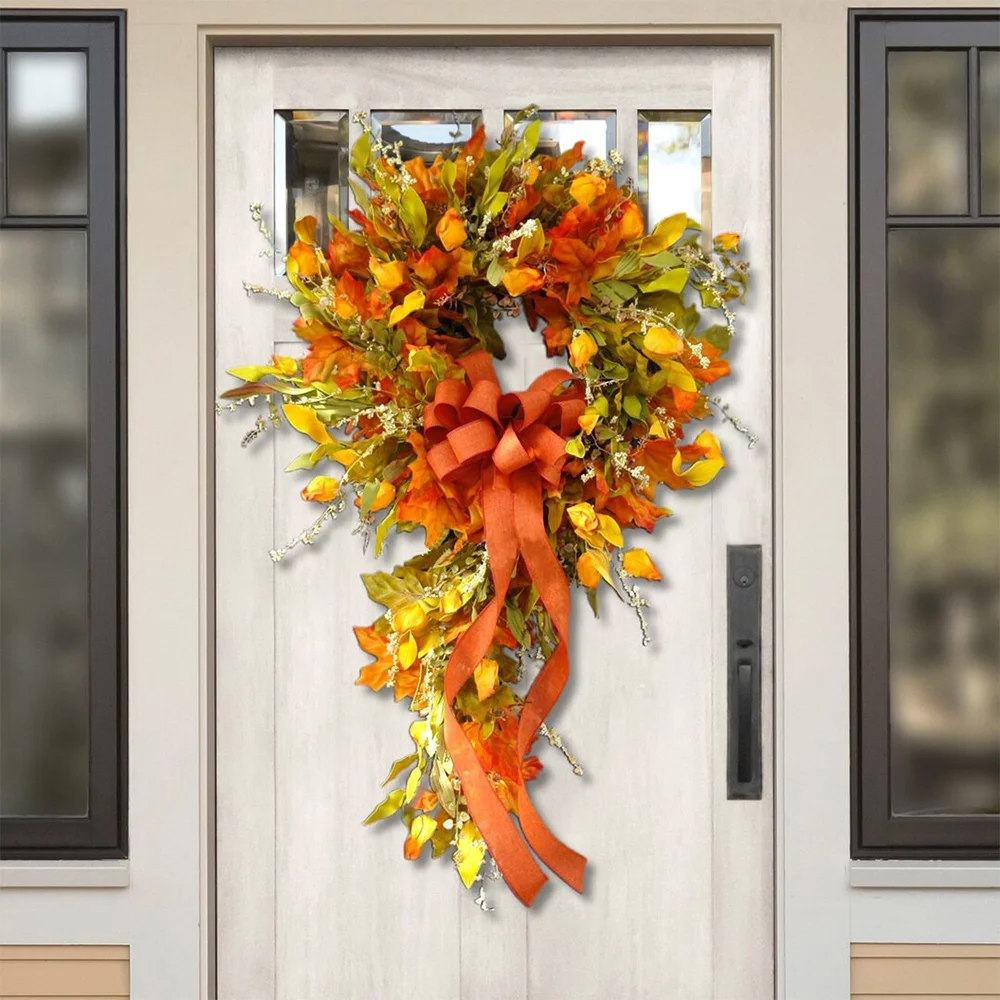 Autumn outdoor bow garland decoration
