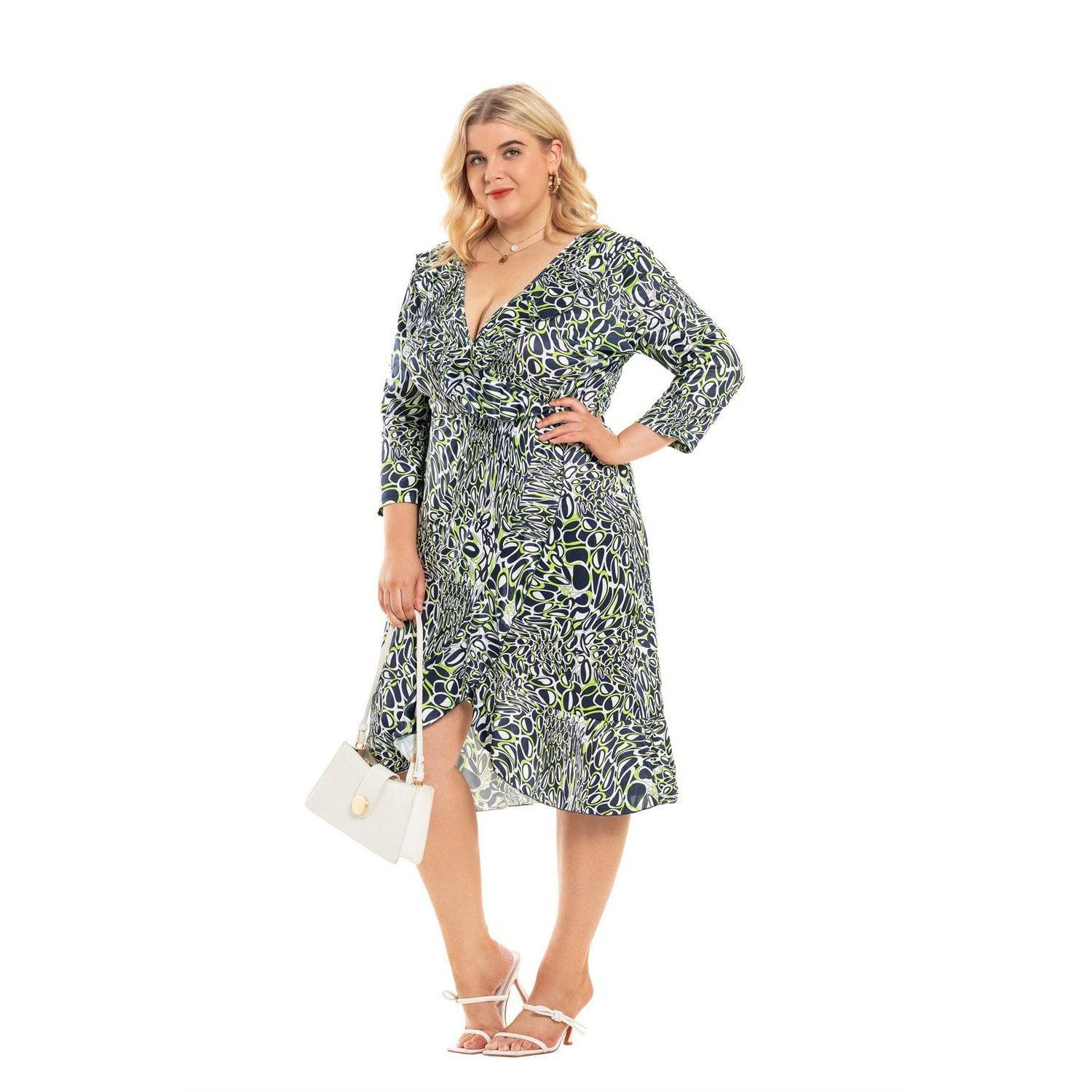  thdmladies V-neck Ruffle Dress thedmladies