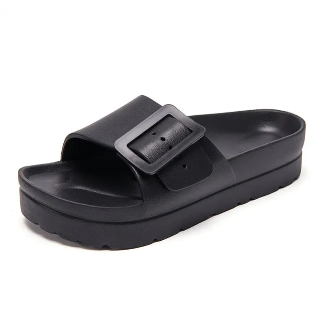 Summer Platform Sandals Women flip flops Beach Home Slippers Flat Pink Red Black White Slides 2021 EVA Light Casual Shoes female