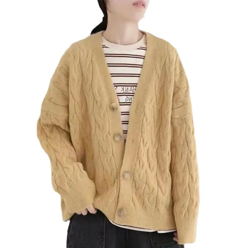 Uveng Uveng Take Autumn Winter New Women's Dress Outside Take Net Red Female Knitting Cardigan With Lazy Wind Pure Color Sweater Female Coat