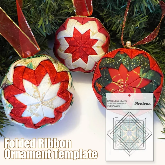 Bauble Bling Folded Ribbon Ornament Template With Instructions