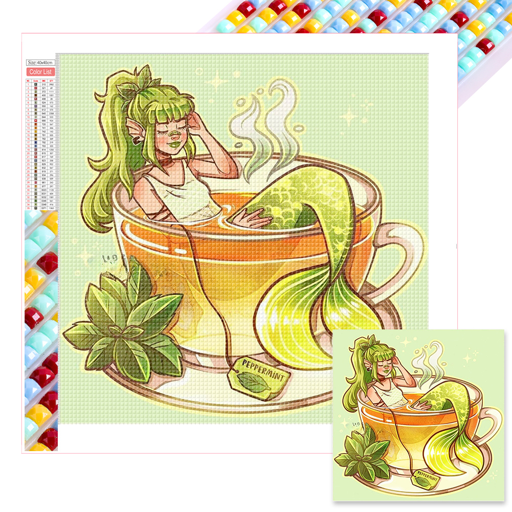Teacup Mermaid 40*40cm(picture) full square drill diamond painting