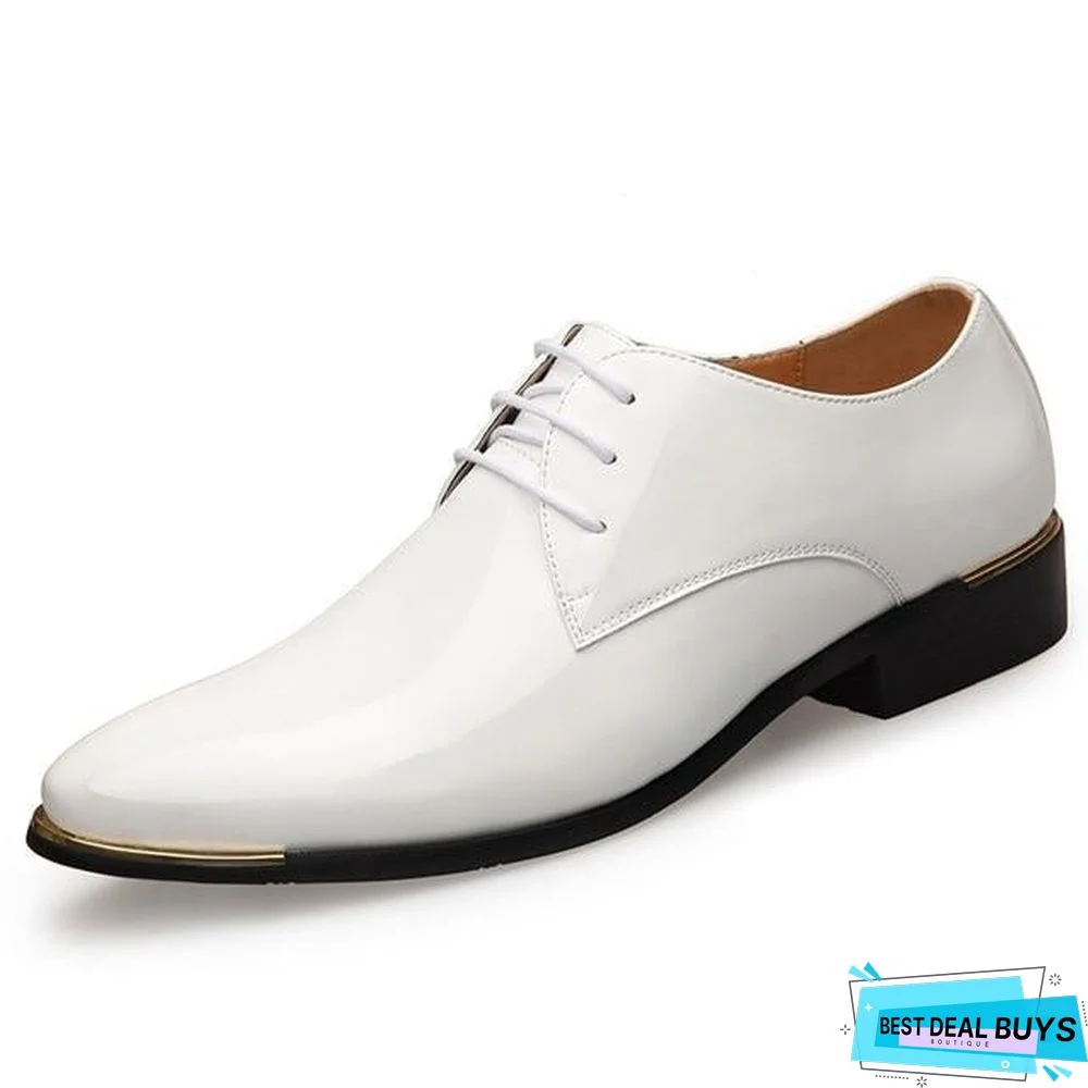Newly Men's Quality Patent Leather Shoes White Wedding Business Shoes