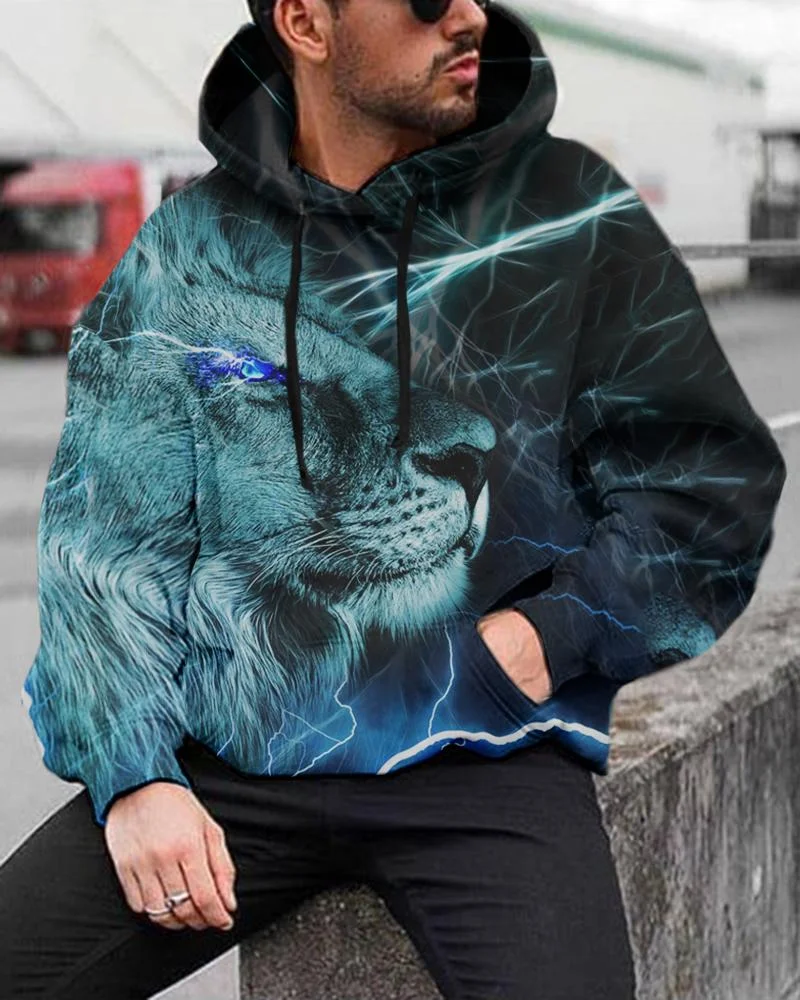 Men's Lion Print Hoodies