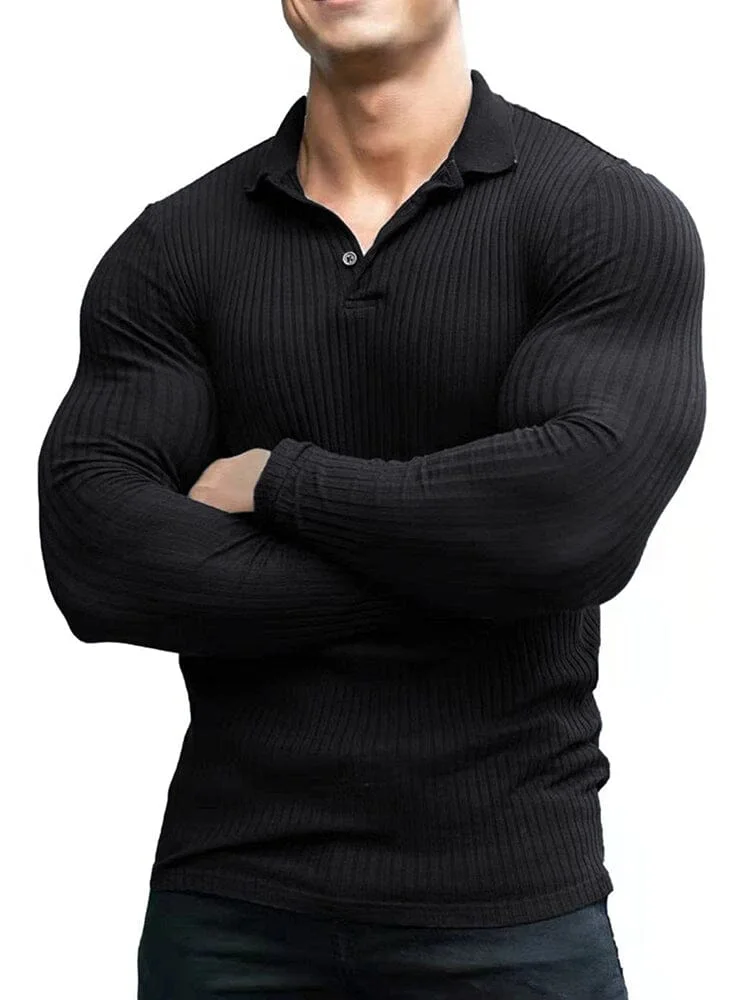Stretchy Slim Fit Knit Polo Shirt (US Only) QueenFunky