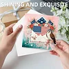 6pcs Diamond Painting Independence Day Greeting Card with Envelope for Family Friends Holiday Gift Congratulations