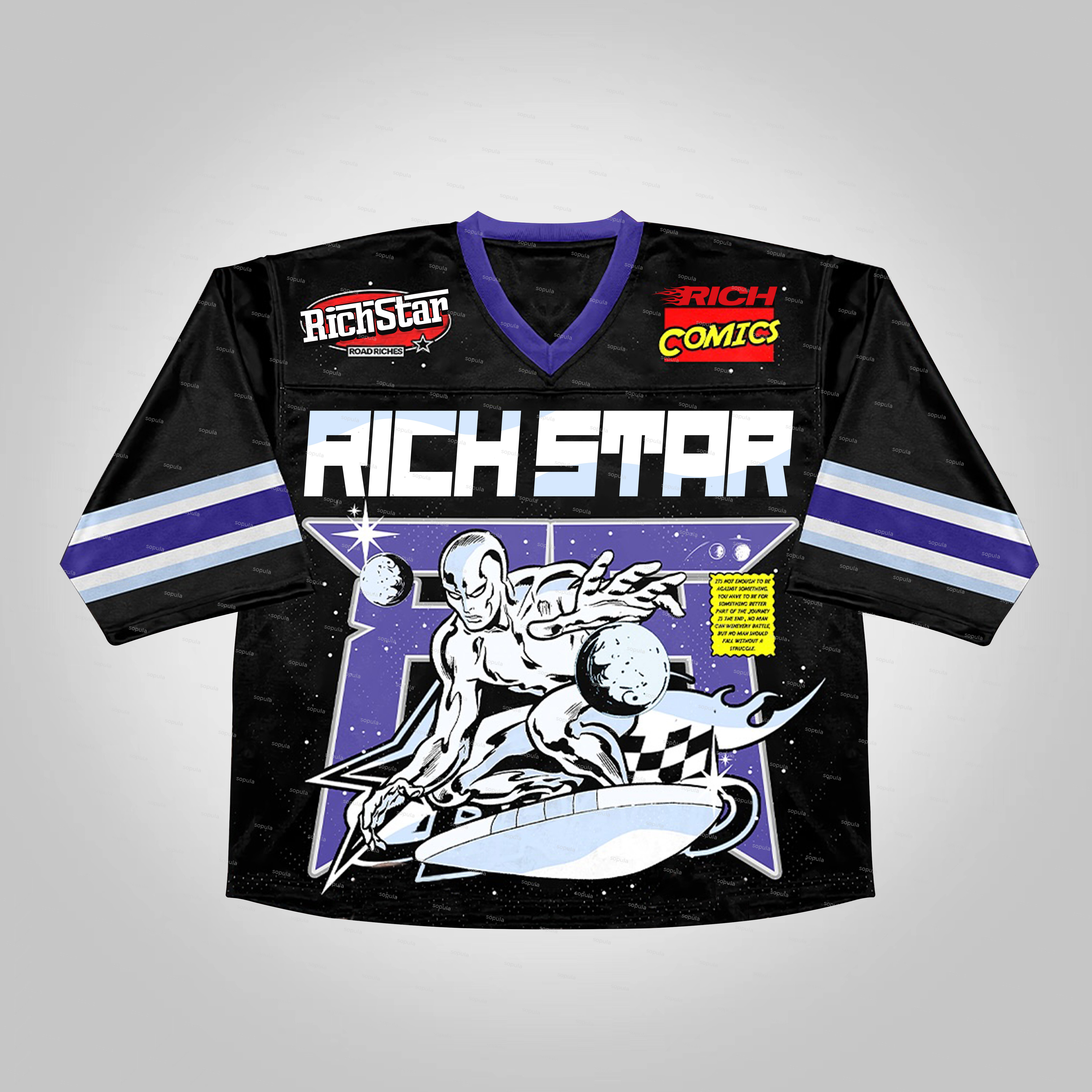 Vintage Rich Star Graphics Blokecore Blokette Jerseyfit V-neck T-shirt - Sopula｜Premium Graphic Tees & Graphic Clothing