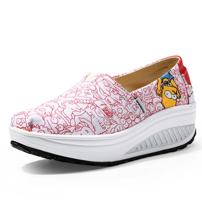 Comemore Autumn Spring Summer Ladies Canvas Espadrilles Women Ballet Flats Casual Loafers Wedge Platform Sneakers Slip on Shoes